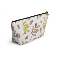 Watercolor Tossed Leaves Accessory Pouch w T-bottom in Red